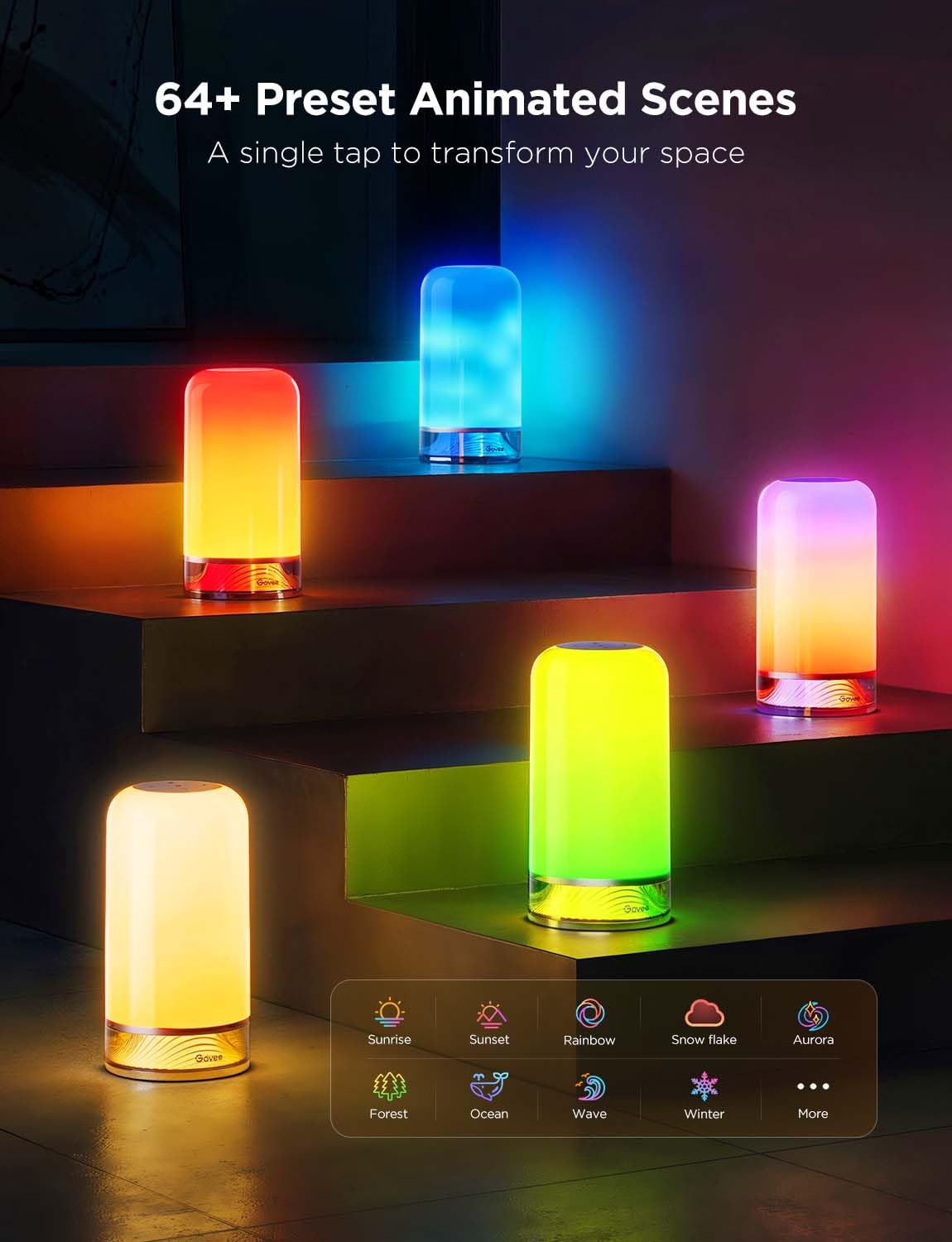 Govee RGBIC smart table lamp 64 scene modes suitable for parties and relaxation