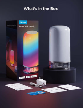 Govee RGBIC table lamp as a bedside night light in a bedroom setup