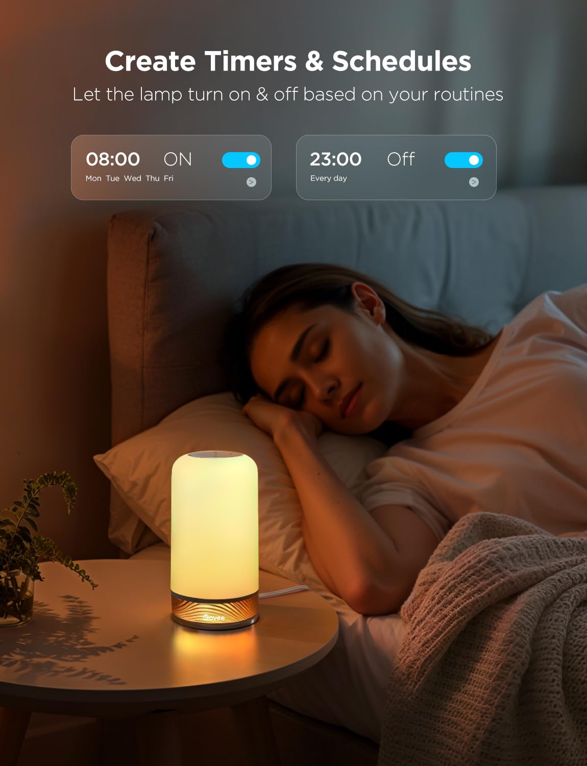 Govee table lamp with timer and schedule for automated lighting routines