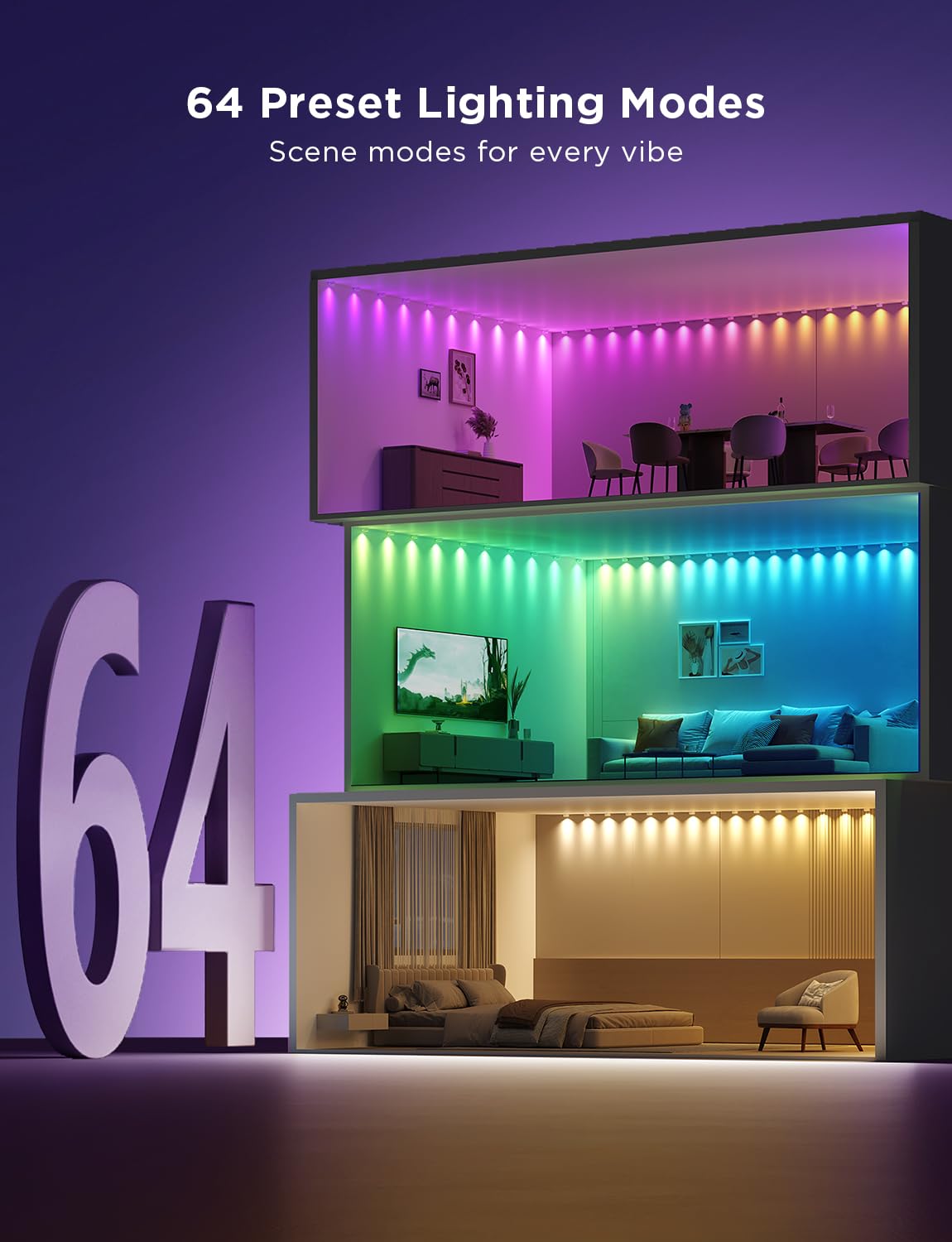 Govee RGBIC string downlights 16 million colors deliver dynamic scene possibilities.