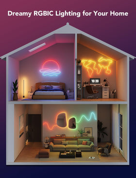 Govee neon lighting enhances room ambience for cozy decor
