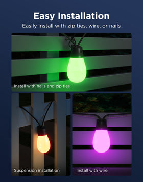 Govee S14 built-in mic syncs lights to music for lively outdoor nights.