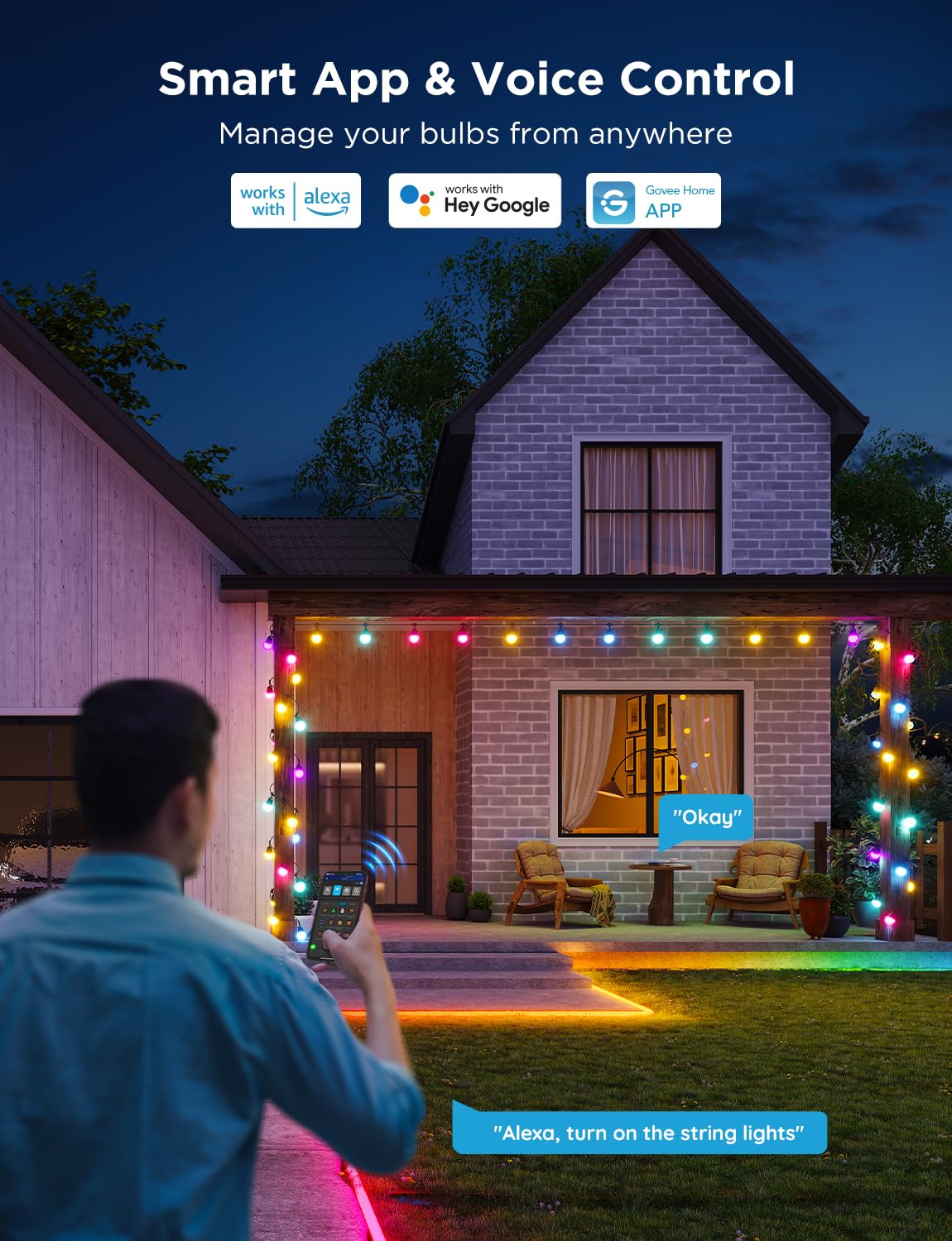 Govee shatterproof design keeps lights intact during outdoor setups.
