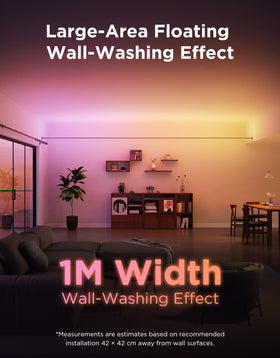 Govee Skyline Kit ceiling-wash highlights high ceilings with even glow.