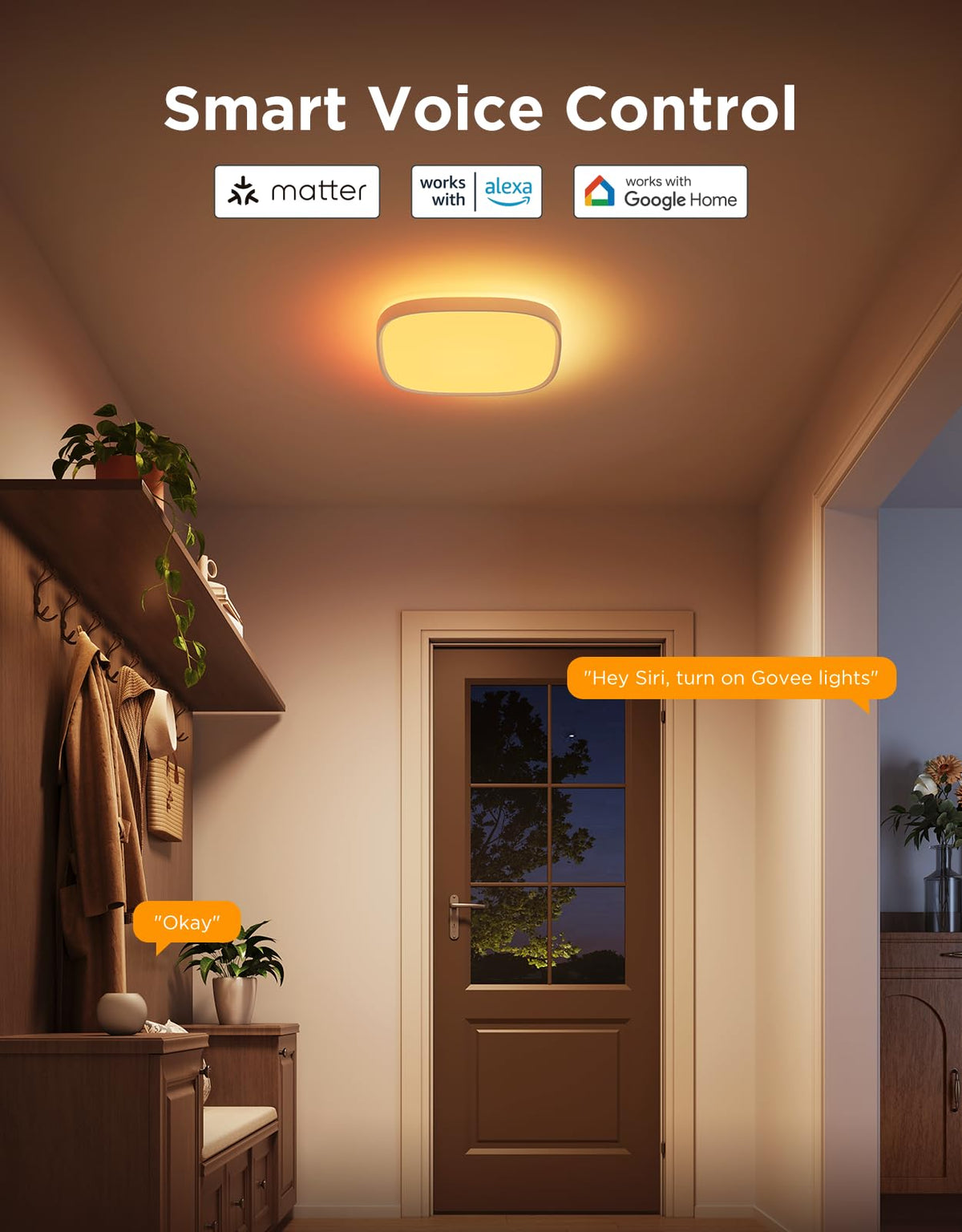 Govee Smart Ceiling Light 2400lm brightness supports versatile room lighting.
