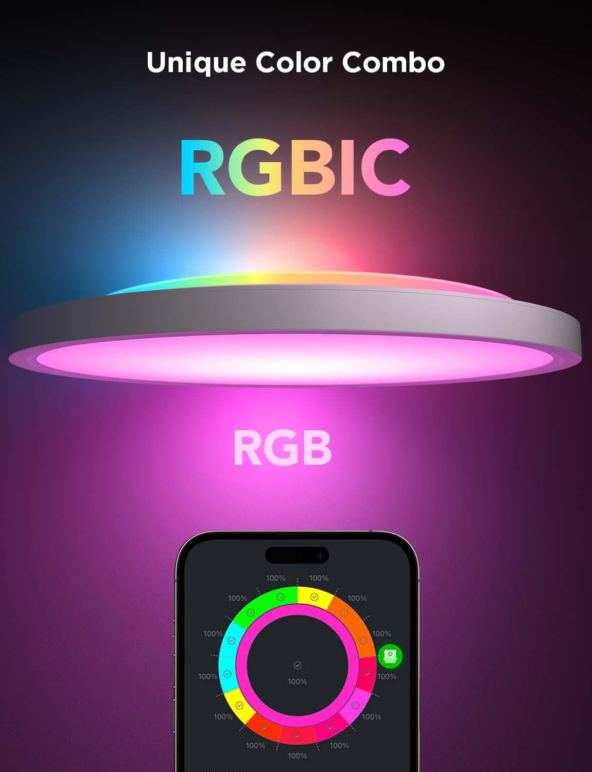 Govee ceiling light demonstrates adjustable brightness and color temperature for any task