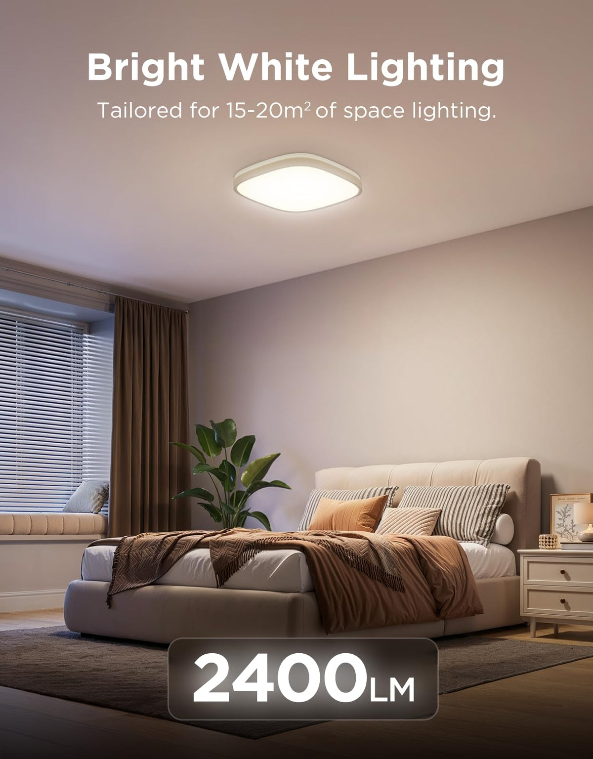 Govee Smart Ceiling Light RGBIC back light adds depth and ambiance.