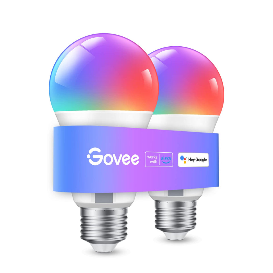 Govee smart light bulbs color-changing mood lighting in living room