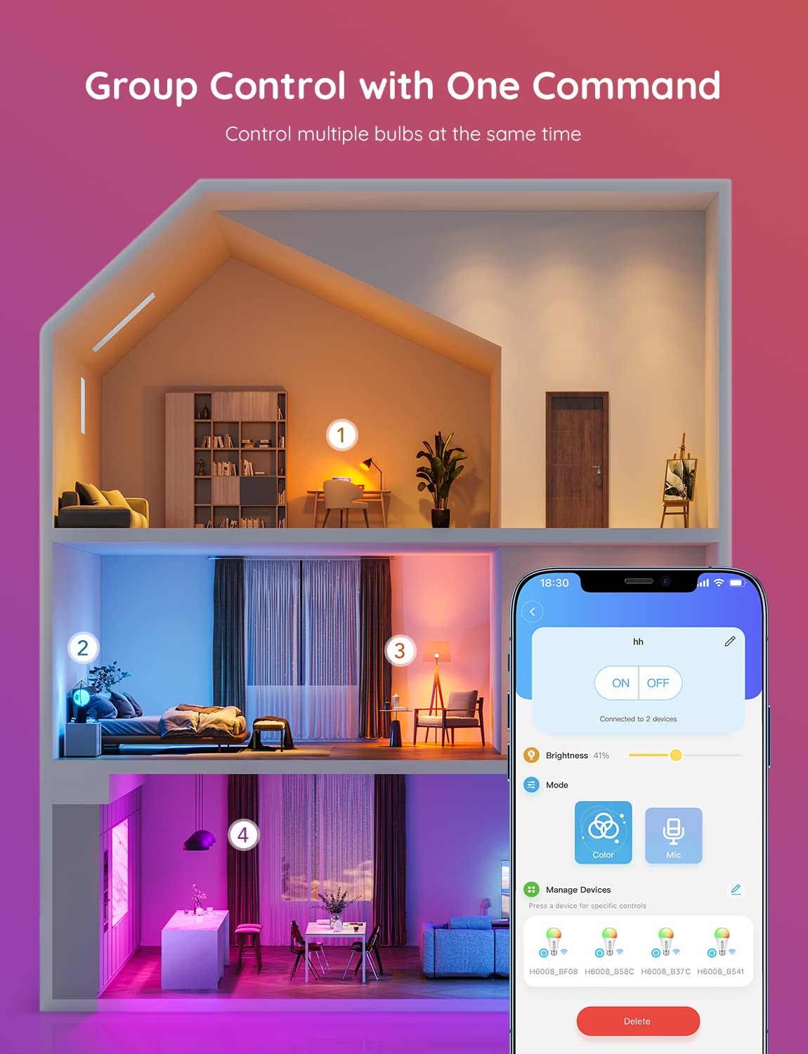 Group control to coordinate multiple bulbs at once