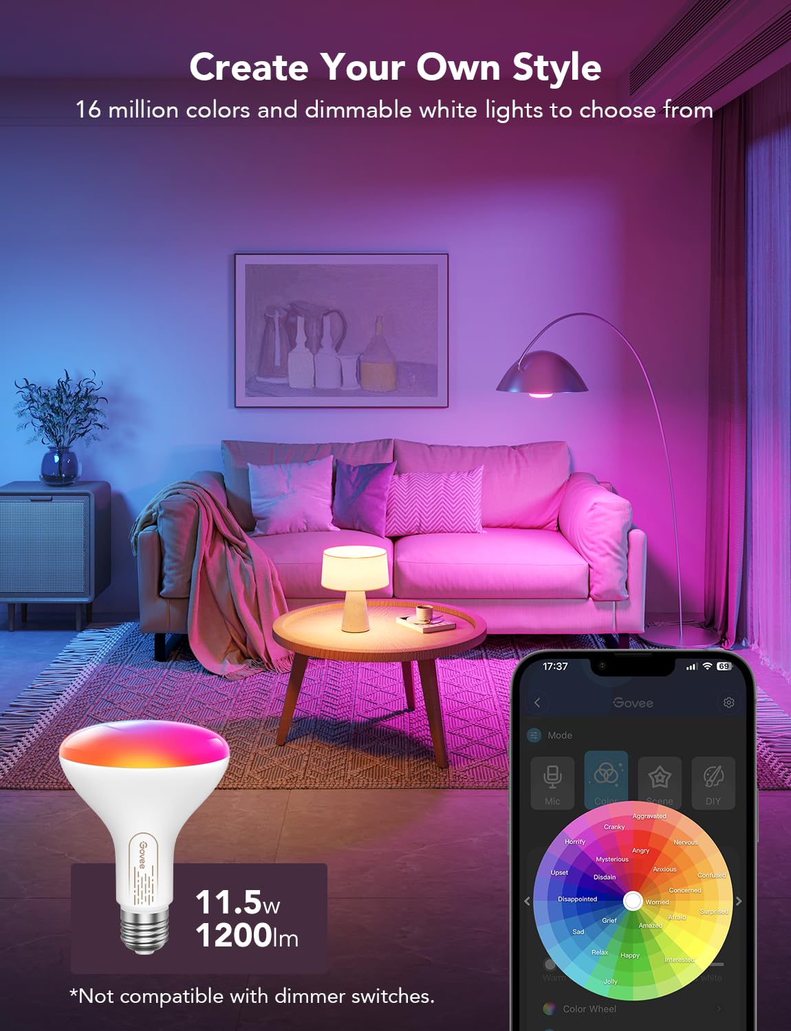 Govee RGBWW bulb offers 16 million color options for mood lighting