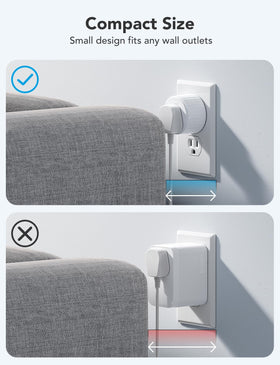 Govee Smart Plug compact design fits tight outlets and walls.