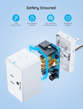 Govee Smart Plug with WiFi and Bluetooth keeps devices reachable via app.