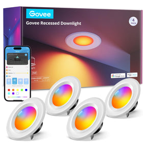 Govee Smart Retrofit Recessed Lighting 6-Inch displays 16 million colors for customizable ambiance.