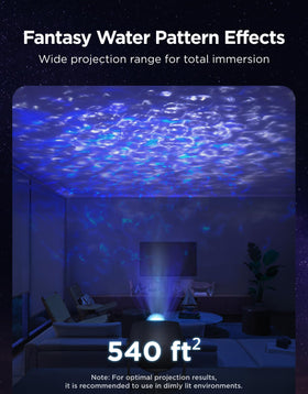 Govee Star Light Projector shows expansive 540 ft² wave coverage and stars.