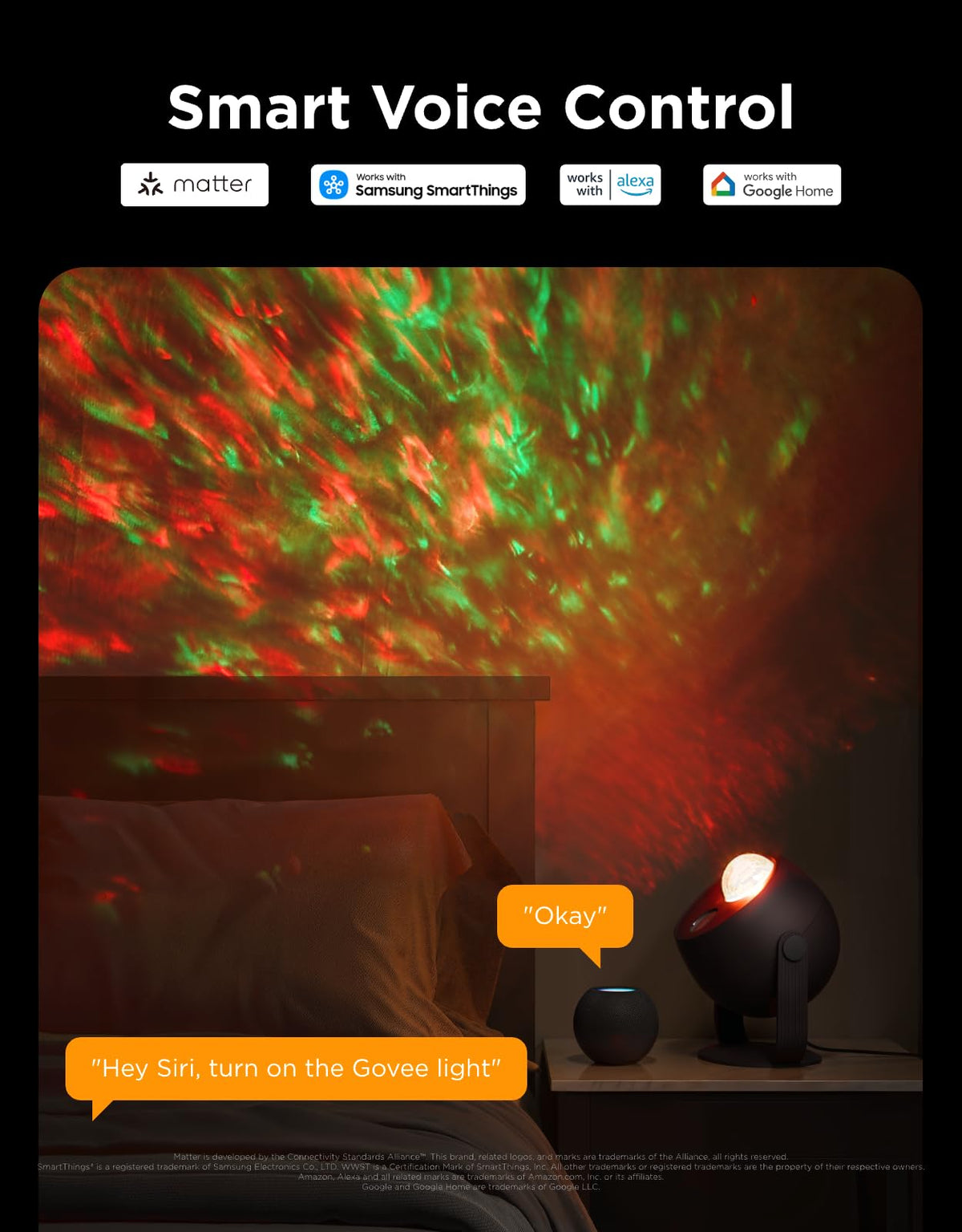 Govee Star Light Projector compatible with Matter for smart home control.