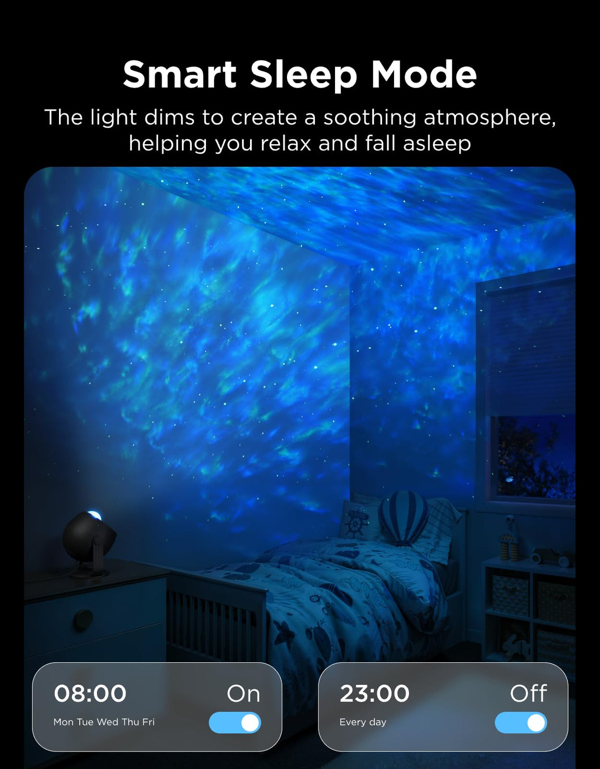 Govee Star Light Projector operates quietly to support peaceful nights.