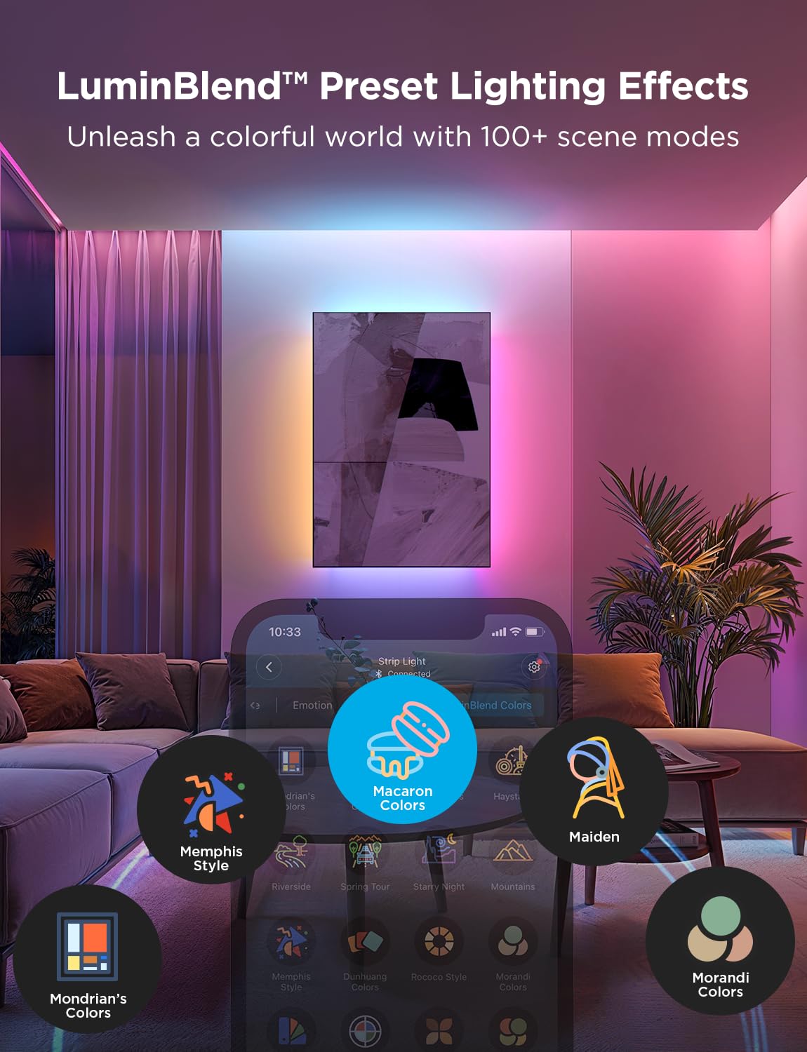 Govee Strip Light 2 Pro color-changing view ideal for mood lighting