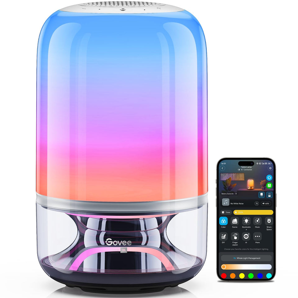 Govee Table Lamp 2 Pro x Sound front view enhances ambiance with synchronized music lighting