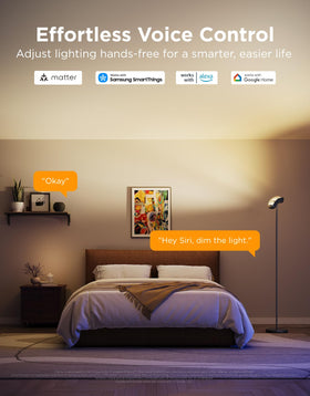 Govee Torchiere floor lamp music sync creates synchronized ambiance.