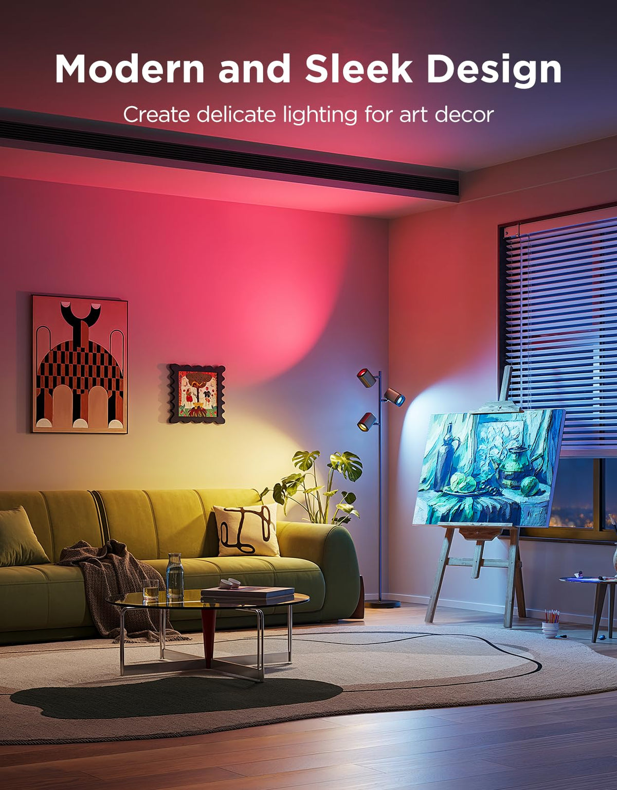 Govee Tree Floor Lamp with weighted base for stable placement.