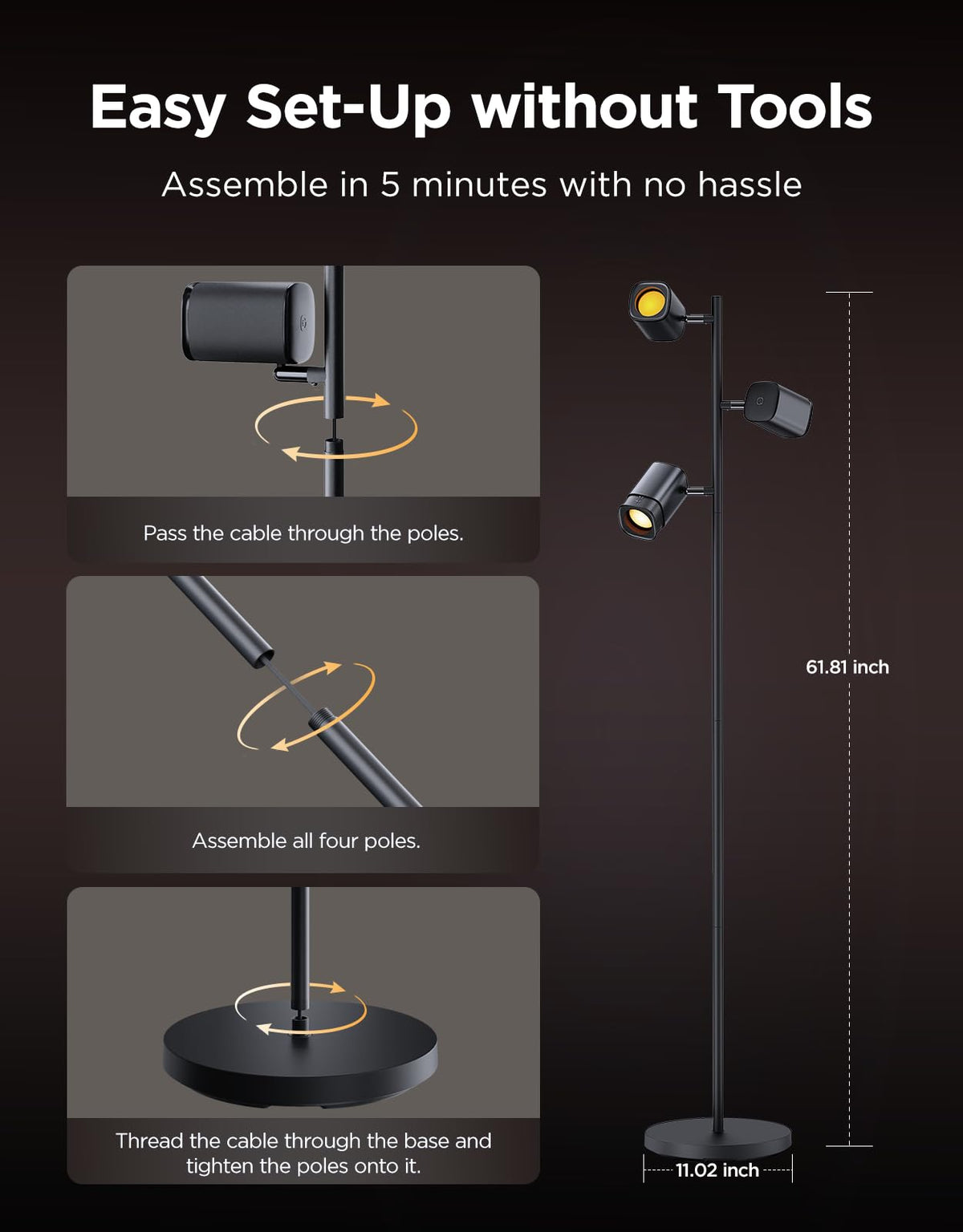 Govee Tree Floor Lamp wall-washing capabilities for accent lighting.