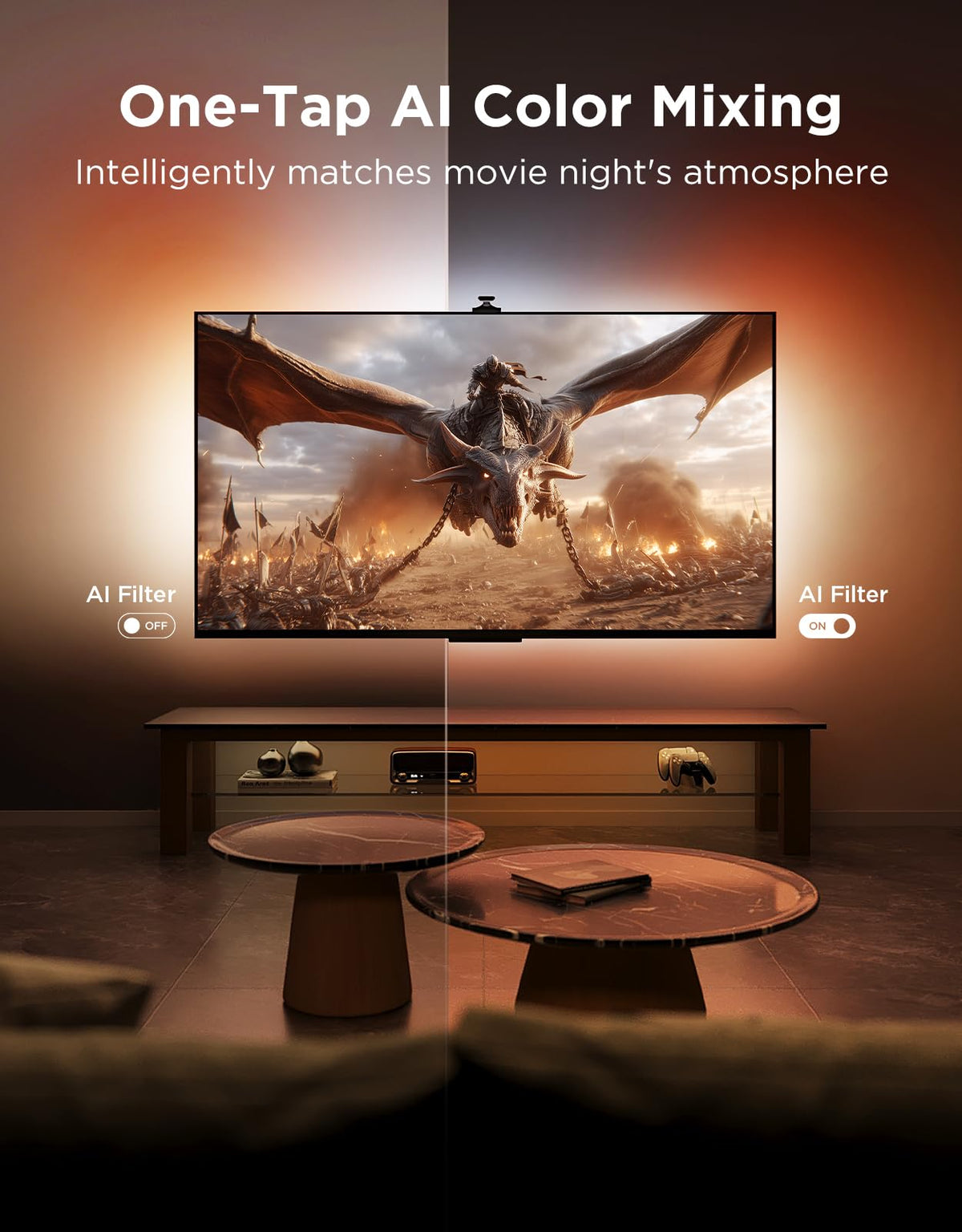 LuminBlend technology delivers smooth color gradients on the Govee TV Backlight 3 Pro.