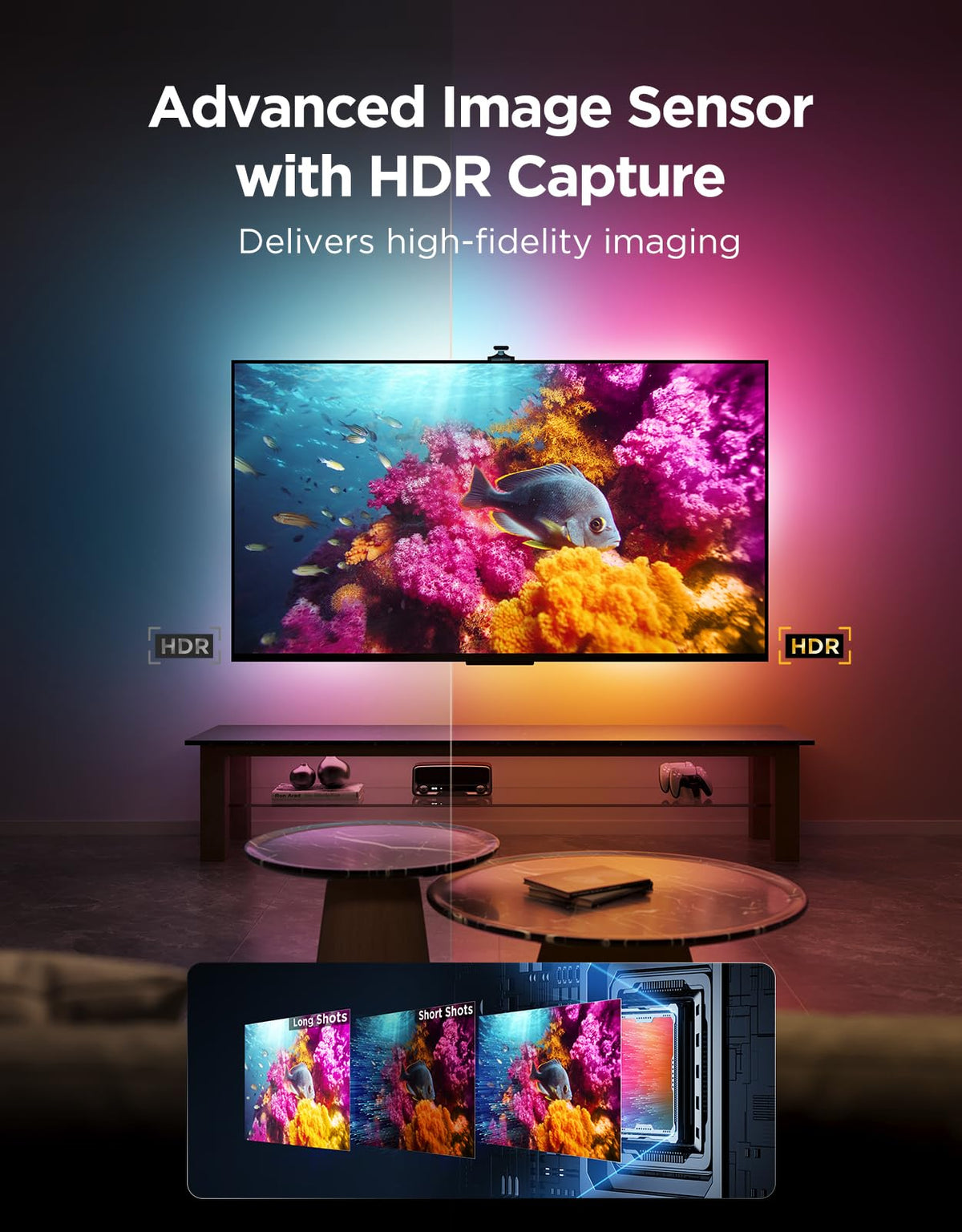 Close-up of Govee TV Backlight 3 Pro strip shows dense LEDs for bright lighting.
