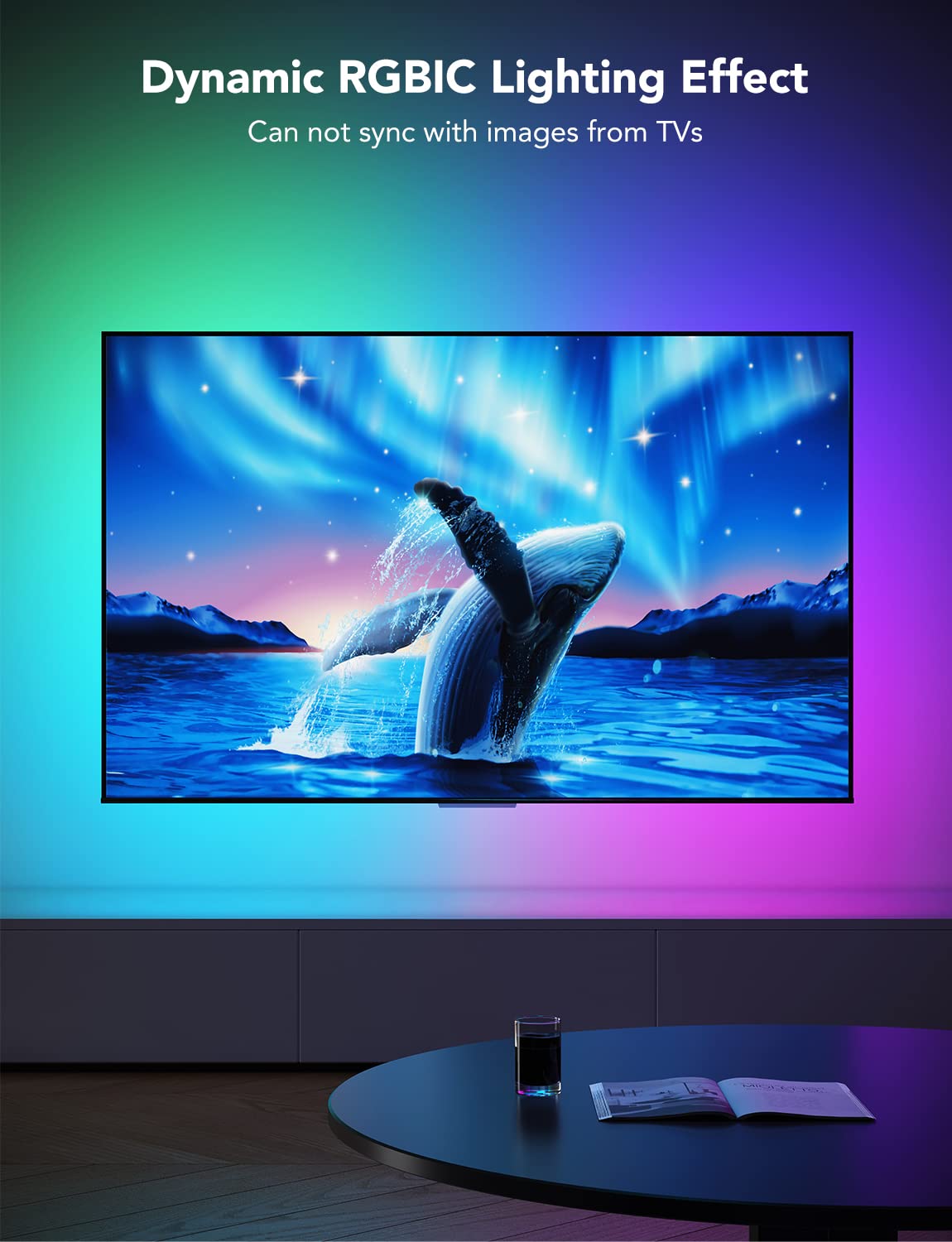 Govee app control interface for adjusting colors and scenes on the TV backlight