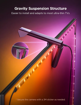 Govee TV Backlight camera mount provides stable, wobble-free installation.