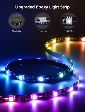 Govee backlight cable clips securing LED strip for a snug fit