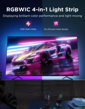Govee TV LED Backlight 2 cuttable length adapts to 32–86 inch screens.