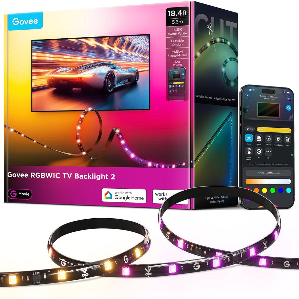 Govee TV LED Backlight 2 ready for quick install and four-side coverage.