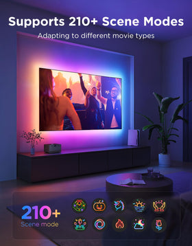 Govee TV LED Backlight 2 scene-modes offer dynamic ambience.