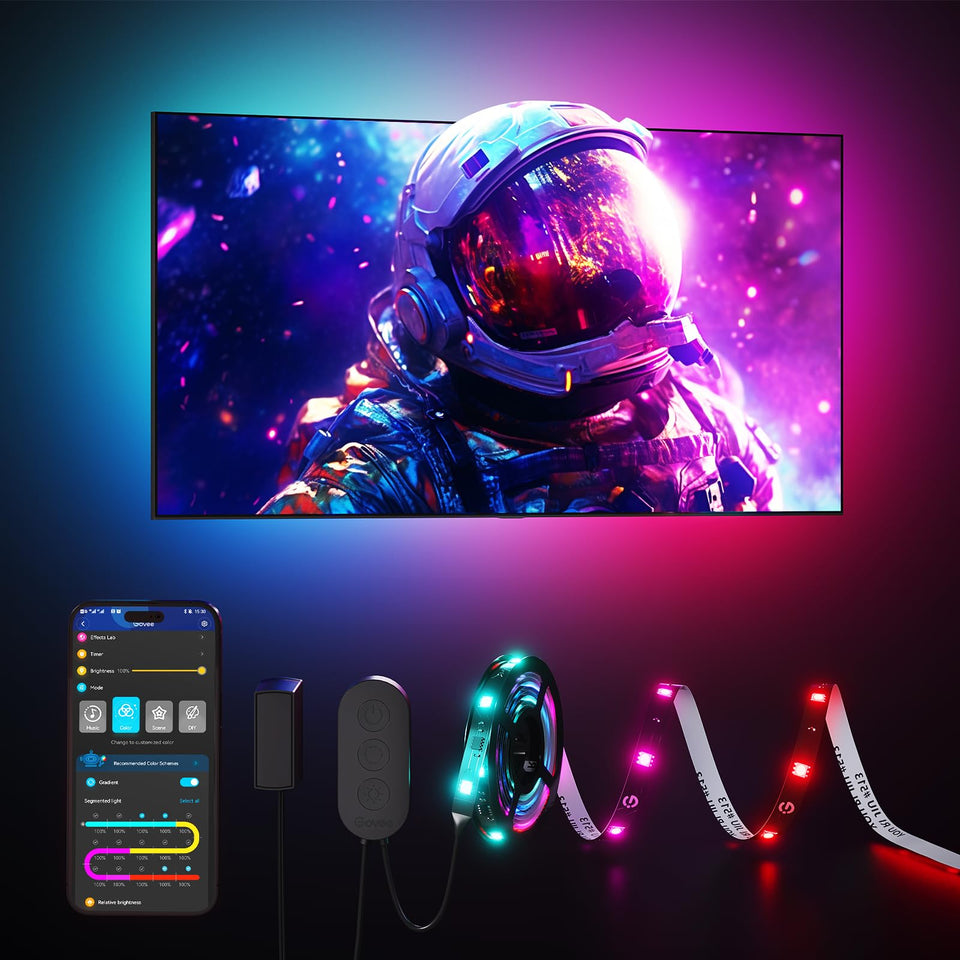 Govee TV LED backlight strip – front view reinforces vivid framing for immersive watching