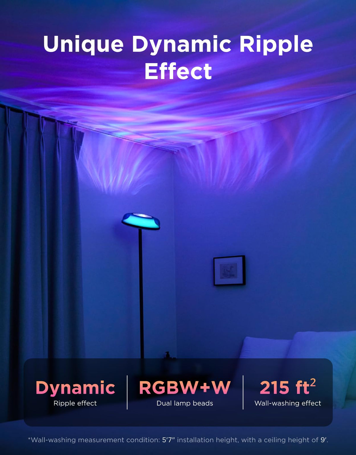 Govee Uplighter floor lamp head rotates to create dynamic lighting