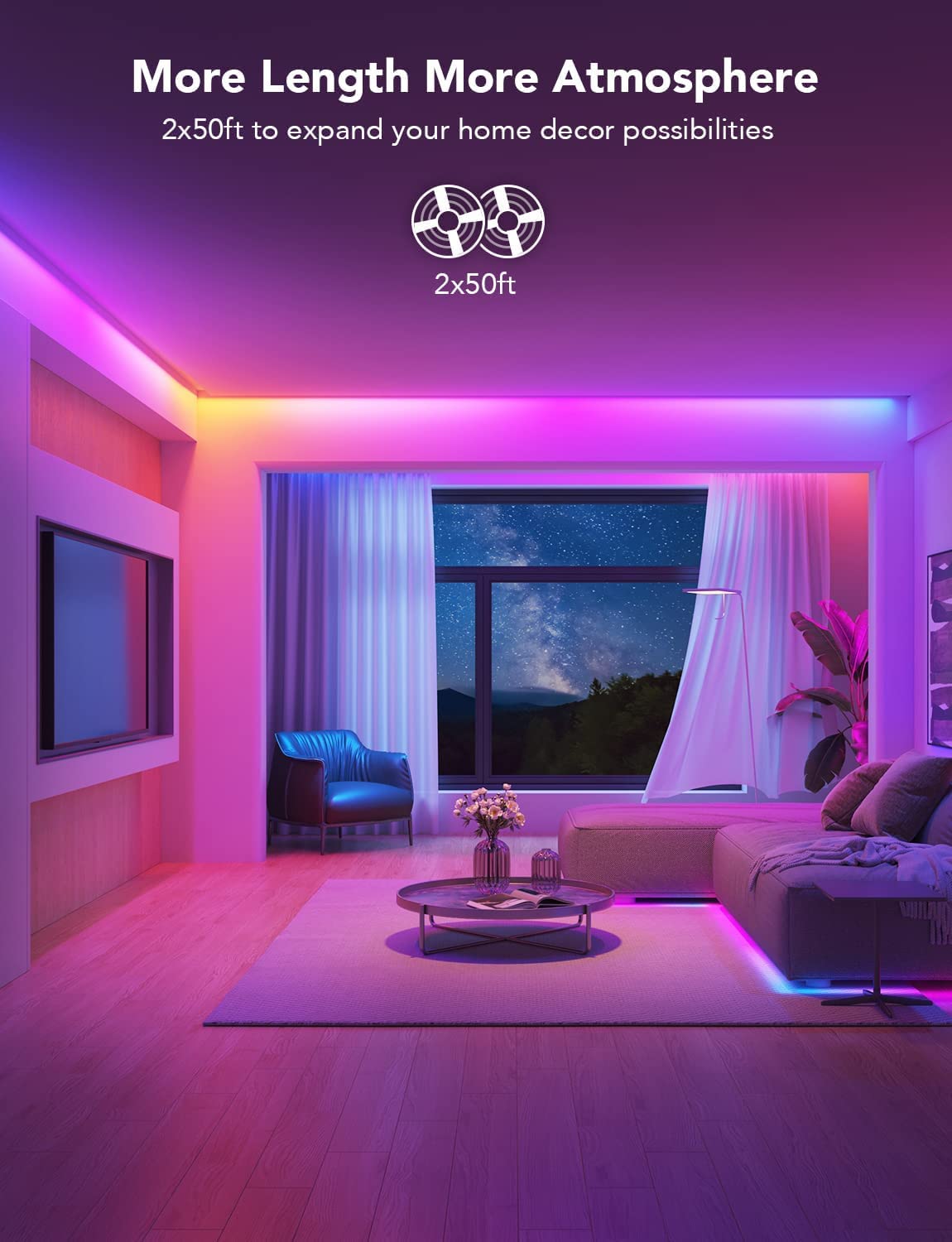 Govee RGBIC strip with voice control for hands-free mood lighting