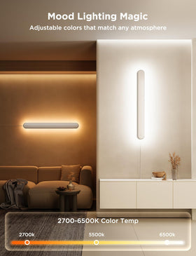 Close-up of segmented LED panels on Govee sconces enabling 12 customizable zones