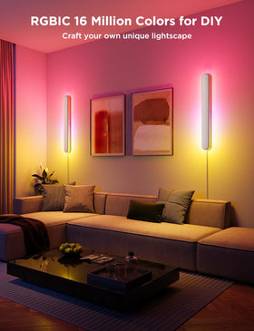 Govee sconces show ambient color options and scene modes for living room mood