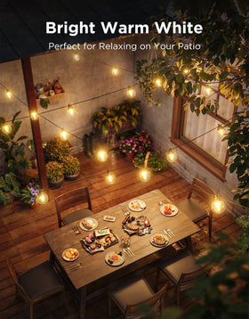 Govee warm white lighting at 3600 lumens for cozy outdoor moments
