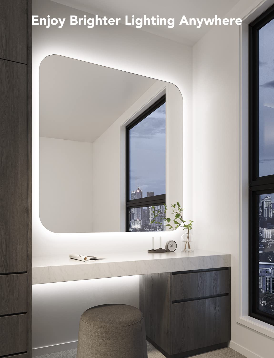 Govee LED strip is 16.4ft flexible for varied placements.