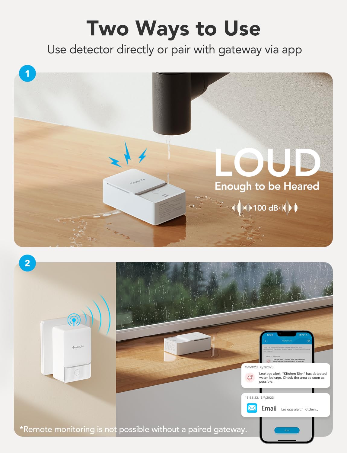GoveeLife compact sensor placed on table illustrating unobtrusive home protection