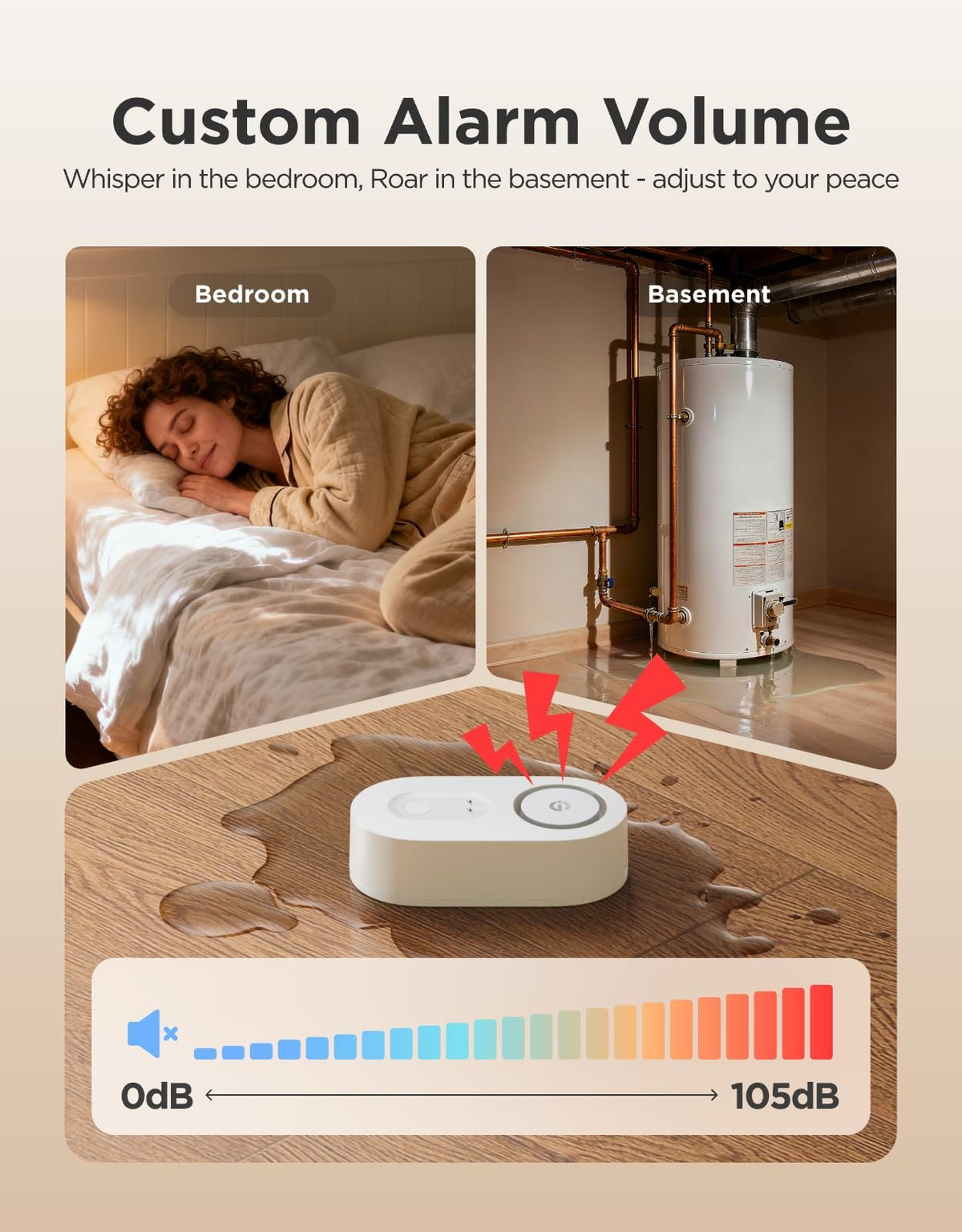 GoveeLife leak detector IP67 image emphasizes durable water resistance.
