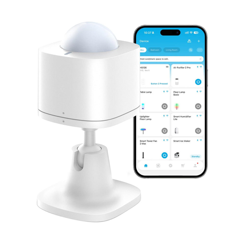 GoveeLife motion sensor front view showing compact wireless design for hands-free automation