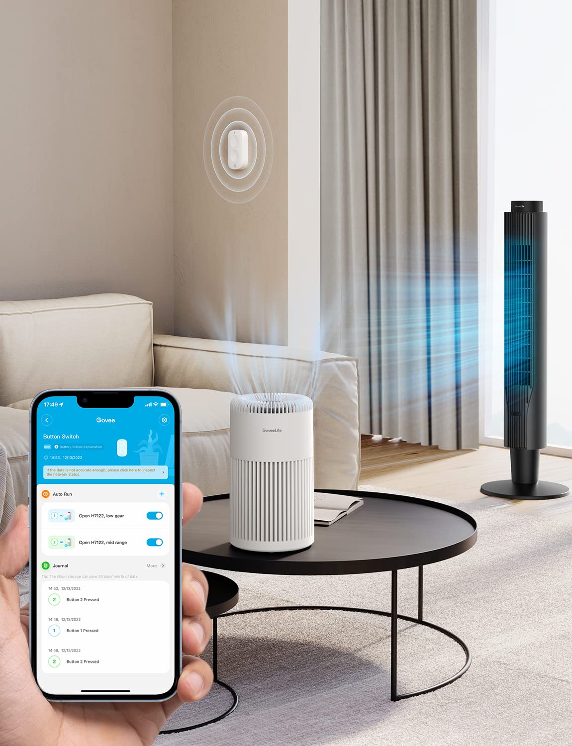 GoveeLife living room and outdoor control with wireless convenience.