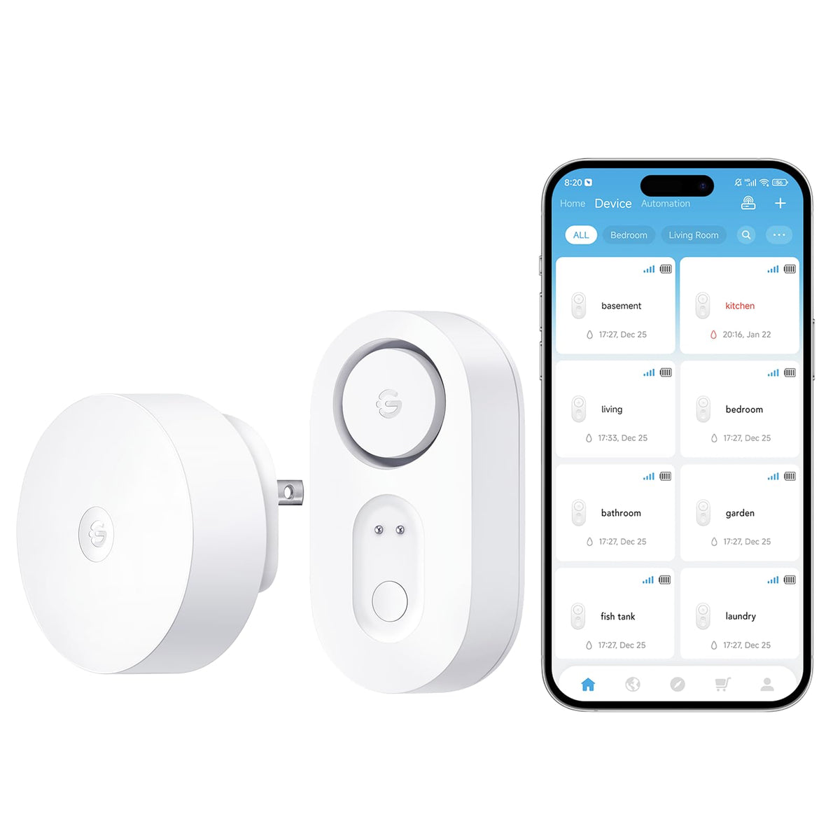 GoveeLife leak detector front view for home monitoring