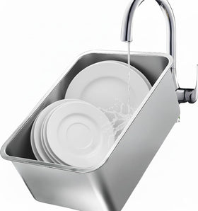 GOVNPJ stainless steel dish basin 18L with flat base for stable soaking and washing