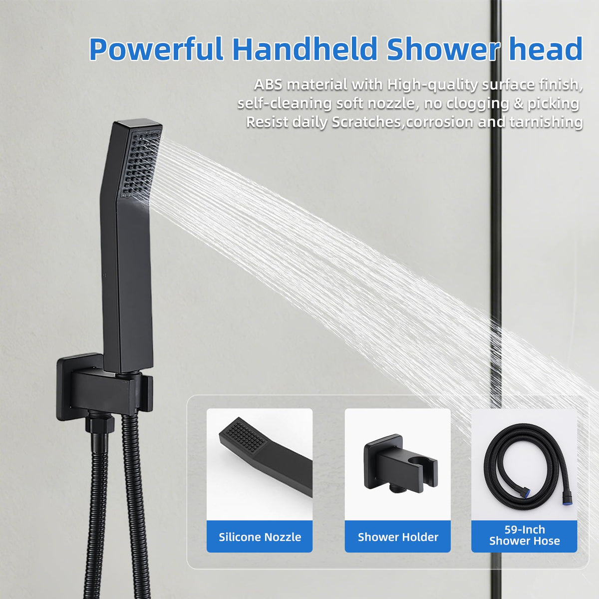 GOXIUHAN 13-inch shower arm ensures wide coverage and stable mounting.