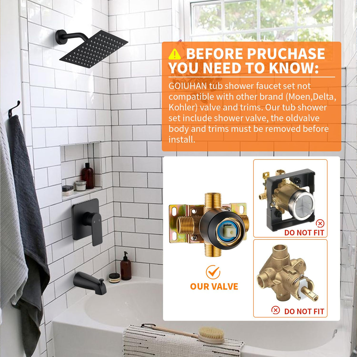 GOXIUHAN tub spout with diverter for easy tub fill and shower switch.