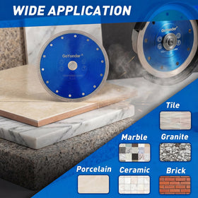 GoYonder high-performance blade minimizes chips for cleaner tile edges.