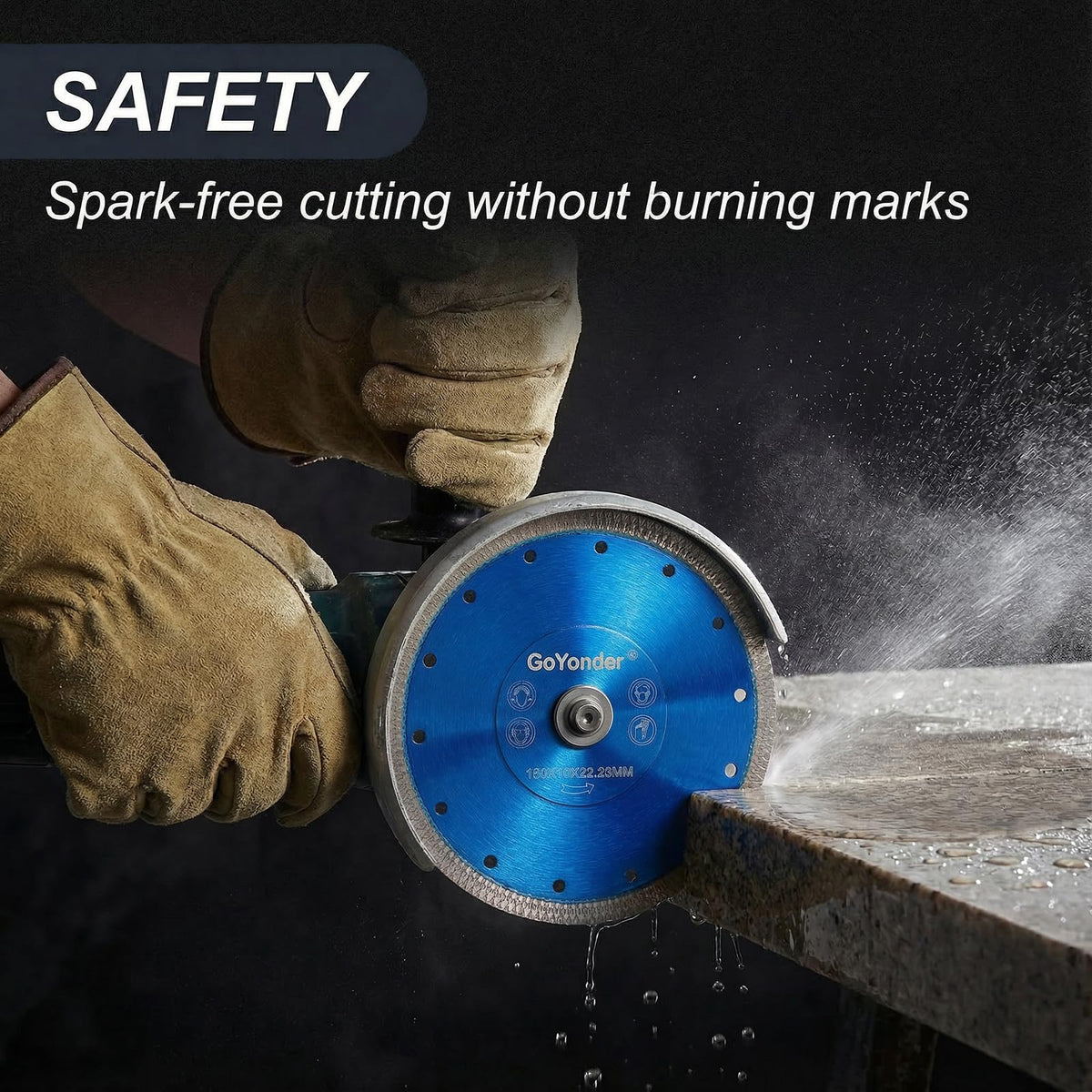 GoYonder blade works on porcelain, ceramic, granite, quartz with precision.